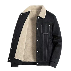 Custom Men Winter Sherpa <b>Jacket</b> <b>Fleece</b> Lined <b>Thick</b> Warm Suede Cotton Coat Casual Style Outwear Windproof Trucker <b>Jacket</b> for Me - Product Image 4