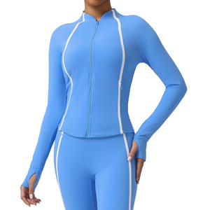 Women's Gym Sports Fitness Jackets with Zip Pockets Slim Fit Long Sleeve Workout <b>Top</b> Full <b>Zipper</b> Yoga Jacket for Plus Size - Product Image 2
