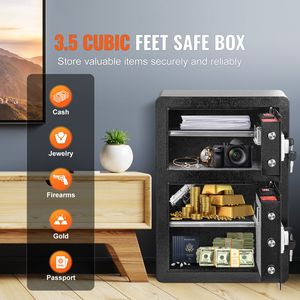 3.5 Cu.ft <b>Key</b> <b>Lock</b> & Password <b>Safe</b> Box with Double Doors LED Light & Fireproof Bag 2 Height-Stylish <b>Locks</b> Product - Product Image 2