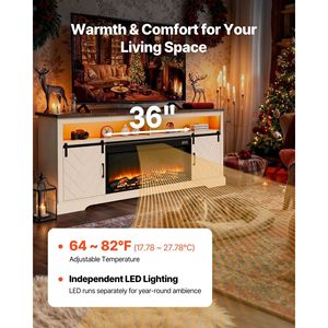 Mobile TV in Stile Rustico da 36 Pollici con Caminetto, Supporto TV per Televisori fino a 80 Pollici, Design Chic Urbano - Product Image 3