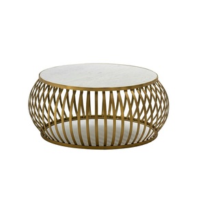 Bold Metal Coffee <b>Table</b> With <b>Marble</b> <b>Top</b> Unique Structure Durable Build Perfect For Modern Home Living Room Setup - Product Image 1
