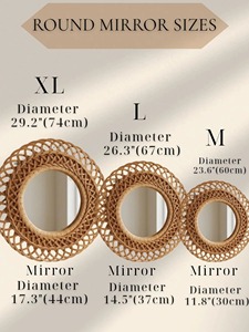 Elegant Stylish Round Rattan Wall <b>Mirror</b> Handcrafted Natural Fiber Frame For Boho Living Room Bedroom Decor From India - Product Image 6