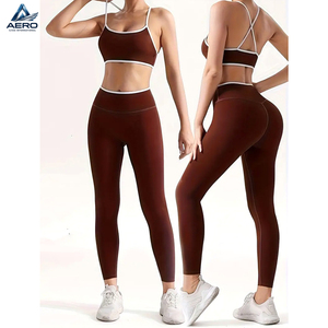 Conjunto Deportivo para Mujer, Top Deportivo Marrón y Leggings de Cintura Alta, Ropa Deportiva sin Costuras para Gimnasio y Entrenamiento, Venta al Por Mayor - Product Image 4