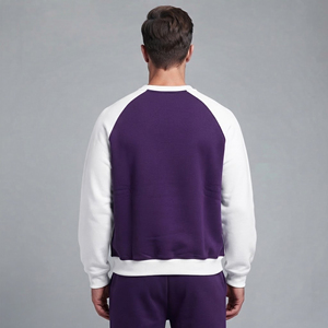Sudadera de algodón grueso para hombre, cuello redondo, corte holgado, hombros caídos, estilo cuadrado, para invierno, bicolor. - Product Image 4