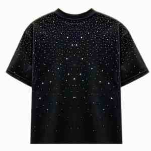 T-shirt Premium en Strass Solides pour Hommes Grande Taille Manches Courtes Coupe Ample Séchage Rapide Respirant 100% Coton Personnalisable - Product Image 1