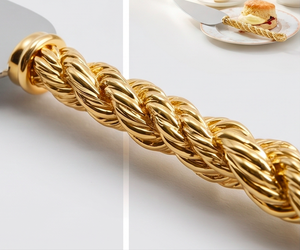 Elegant Gold Rope Handle Cake Knife And Server Set Stainless Steel Non-Stick 2 Piece Cake <b>Tools</b> Premium For Parties And Hotel - Product Image 2