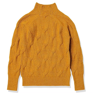 Pull col roulé tricoté épais pour femme grande taille, couleur moutarde unie, style décontracté pour l'automne - Product Image 5