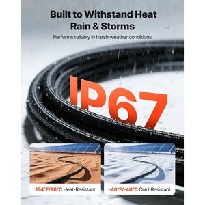 50FT 10 AWG <b>Solar</b> <b>Panel</b> Extension <b>Cable</b> with Female Male Connectors Flame Retardant Protective Sleeving Adapters & Connectors - Product Image 5