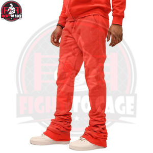 Pantalones Deportivos Rojos para Hombre con Logotipo Personalizado, Pantalones de Felpa Gruesa, Ajustados, Estilo Urbano, Pantalones Deportivos Apilados para Hombre - Product Image 3