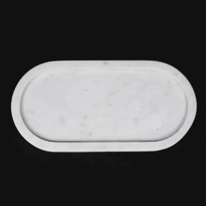 Modern White Marble Oval Serving Tray Decorative Vanity Organizer Tray for Bathroom Countertop <b>Coffee</b> <b>Table</b> Home Decor - Product Image 2