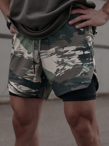 Shorts de sport pour homme à séchage rapide, imprimé camouflage, avec cordon de serrage à la taille et poches, décontractés et sportifs - Product Image 5