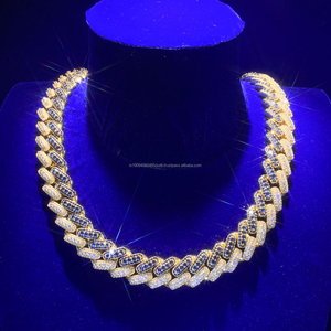 925 <b>Sterling</b> <b>Silver</b> Moissanite Diamond Iced Out Cuban Link Necklace Luxury Hip Hop Jewelry For <b>Men</b> Women Wholesale - Product Image 1
