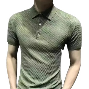 Breathable Regular Fit <b>Canvas</b> for Shirt 2025 Summer New <b>Round</b> Neck Solid Knitted Short Sleeves Casual Business for Men - Product Image 1