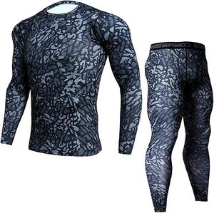Ensemble de vêtements de compression pour hommes, tenue de sport deux pièces pour hommes, vêtements de sport ajustés comprenant une chemise de compression à manches longues - Product Image 1