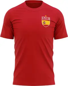 Personalizado Atacado Espanha Futebol Camisa Mens Espanha Bandeira Badge T Shirt Futebol Espanhol Europeu Torneio Footy Soccer Top