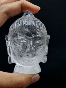 Tête de Bouddha sculptée en quartz clair : un symbole de l'éveil et de la clarté cristalline - Product Image 5