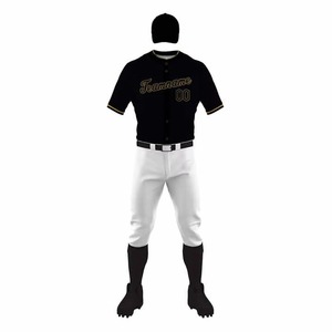 Maillot de baseball Teamname pour homme adulte, manches courtes, noir et or, broderie, uniforme respirant en polyester, coupe classique, toutes saisons - Product Image 3