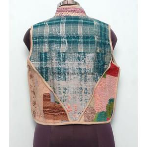 Nouveauté : veste en patchwork de coton indien fait main, multicolore, style Kantha, ethnique, bohème, pour un usage décontracté. - Product Image 5