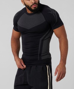 Men's <b>Black</b> Short Sleeve <b>Compression</b> T-<b>Shirt</b> Quick Dry Loose Fit Sporty O-Neck Knitted 100% Cotton Customizable Anti-Pilling - Product Image 1