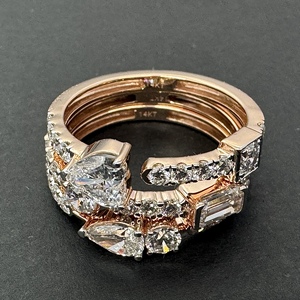 แหวนเพชรทรงหยดน้ำมาร์คีส์มรกตทรงหัวใจ 14K โรสโกลด์ 2.20 กะรัต เพชรเลี้ยงในห้องปฏิบัติการ สำหรับผู้หญิง เครื่องประดับชั้นดี - Product Image 1