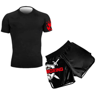 Ensemble de sport pour hommes : T-shirts de compression à manches courtes en maille respirante et shorts, séchage rapide, idéal pour la gym et les activités estivales
