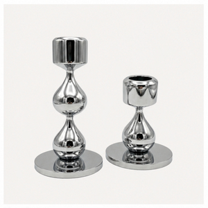 Wholesale <b>Silver</b>-Plated Teardrop Candle Holders Set Elegant Design Metal <b>Candlestick</b> Stand for Wedding Centerpieces <b>Candlestick</b> - Product Image 1