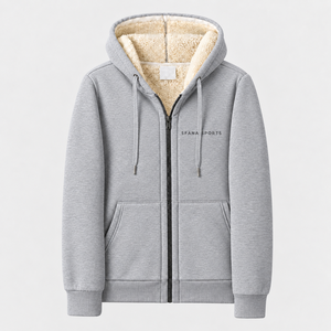 SFANA SPORTS Men's <b>Navy</b> Hooded Zip-Up Fleece <b>Sweatshirt</b> Solid Color Casual Winter Hoodie Regular Fit - Product Image 4