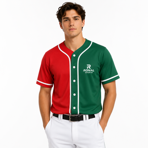 Maillots de baseball personnalisés en gros de haute qualité 100 % polyester pour hommes, respirants, antibactériens, imprimés par transfert thermique, à manches courtes - Product Image 3