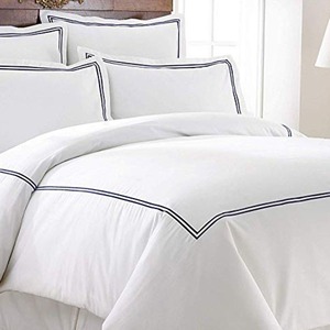 Housse de couette en coton blanc 400TC, style classique brodé, pour toutes les saisons, usage domestique, lavable en machine - Product Image 1