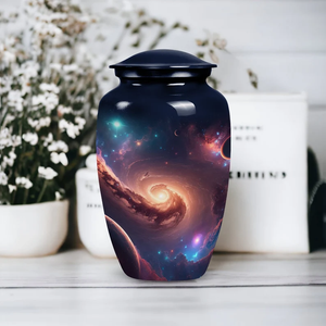 Urne funéraire en aluminium Galaxy pour cendres d'adultes, récipient commémoratif personnalisé, décoration commémorative - Product Image 2