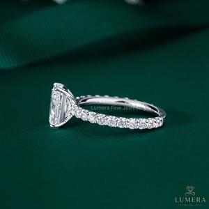 <b>cushion</b> <b>round</b> diamond engagement ring vvs2 e color 9k 10k 14k solid gold wedding band luxury custom fine jewelry stackable ring - Product Image 2