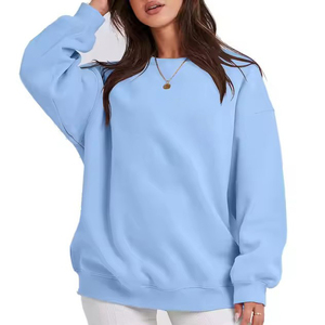 Light Blue Oversized Crewneck Sweatshirts Unisex Boxy Fit Hoodies Streetwear Apparel Wholesale Manufacturer Bulk Order Supplier - Product Image 1