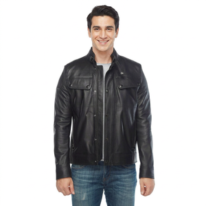 Hot Selling Men's Premium Quality Custom Made Genuine <b>Leather</b> <b>Jacket</b> <b>Winter</b> Hooded Stand Collar with Popular <b>jacket</b> for men - Product Image 1