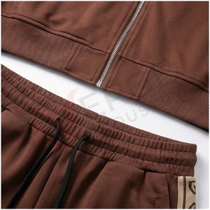 Veste de survêtement marron pour homme à col montant et fermeture éclair, manches longues, couleur unie, respirante, décontractée, pour l'automne, coupe classique - Product Image 5