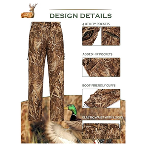 Men's Camouflage Hunting Pants Waterproof Soft <b>Shell</b> Polyester Outdoor Wear Autumn Season - Product Image 4