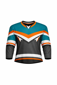 Maillot de hockey sur glace pour homme à col en V et manches trois quarts, design rayé, en polyester respirant, coupe régulière pour adulte - Product Image 3