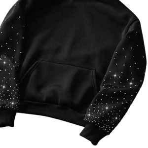 Sudadera con Capucha para Hombre, con Pedrería, de Algodón Suave y Felpa Gruesa, Estilo Casual, Fabricante OEM ODM para Exportación - Product Image 2