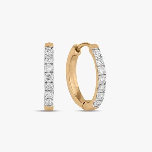 <b>Hoop</b> <b>Earring</b> 14K 18K <b>Solid</b> Gold Round Cut Lab Grown Solitaire Everyday Wear Classic Elegant Chunky Huggies For Women Manufacture - Product Image 1