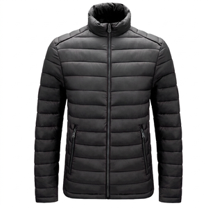 Chaqueta acolchada para hombre, impermeable, ecológica, de lona, ligera, de color liso. - Product Image 1