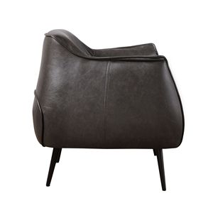 Poltrona di Lusso in Ecopelle Marrone Premium con Gambe in Metallo Nero, Elegante Arredo per Soggiorno - Product Image 5