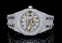 Reloj Briva de Lujo, Cuadrado, Analógico, Completamente Adornado con Diamantes, para Hombre, Cuarzo, Números Arábigos Azules, Acero Inoxidable, 10 Bar, Ecológico