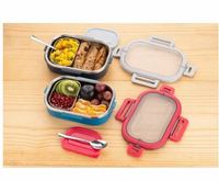 Boîte à lunch rectangulaire en acier inoxydable de haute qualité, compatible micro-ondes, anti-fuite, 800 ml, pour la préparation des repas à la maison, compartiments séparés, vente en gros