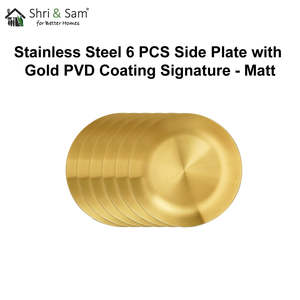Stainless Steel 6 PCS Signature <b>Side</b> <b>Plate</b> with Gold PVD Coating Matt Finish-Dishes & <b>Plates</b> - Product Image 4