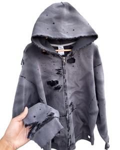 Men's Distressed <b>Vintage</b> Hoodie Regular Fit 100% Cotton Fleece Digital Printing Winter Streetwear Casual <b>Sweatshirt</b> - Product Image 1