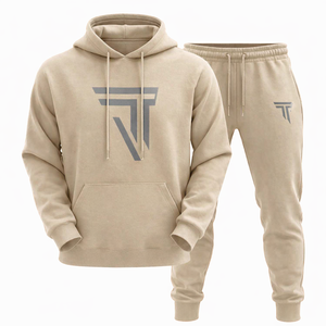 Survêtement d'hiver personnalisé pour homme avec capuche et cordon de serrage, impression par transfert thermique du logo personnalisé sur le devant, vente en gros - Product Image 3