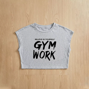 Customized Gym Wear Women's Tank <b>Tops</b> 100% Polyester Plain Summer O-Neck Tee Wholesale High Quality <b>Cropped</b> Quick Dry Embroidery - Product Image 3