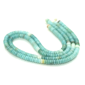 Cuentas de Amazonita Planas en Forma de Rondelle |   Cadena de 15 pulgadas |   Cuentas de Piedras Preciosas con Sombreado Azul Verde |   Suministros para la Fabricación de Joyería |   Cuentas al por Mayor - Product Image 3