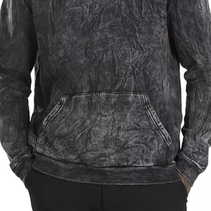 Sudadera con Capucha Oversize Unisex de Algodón French Terry con Lavado Ácido y Tie-Dye, Manga Regular, Ajuste Casual, Ropa de Otoño, Estilo Urbano Negro - Product Image 4