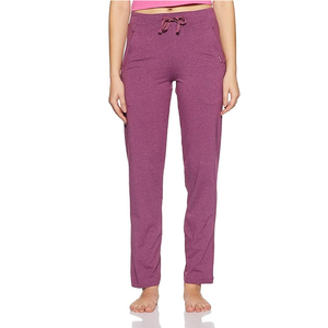 Pantalon droit décontracté pour femme, taille haute, bleu chiné, grande taille, avec cordon de serrage, longueur complète - Product Image 3