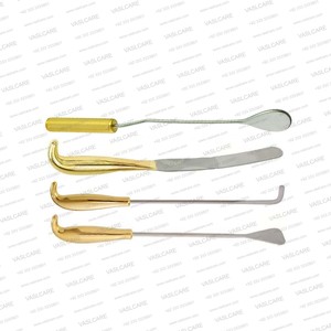 Juego de Espátulas para Disecación Mamaria, 4 Piezas, Acero Inoxidable, Mango Dorado, Herramienta Quirúrgica para Disecación, Instrumento para Aumento de Senos, Vaslcare - Product Image 1